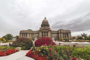 Boise, Idaho, ABD Idaho State Capitol binası önünde çiçekler açar.