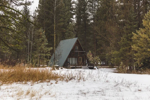 Orman alanında A-Frame kabin
