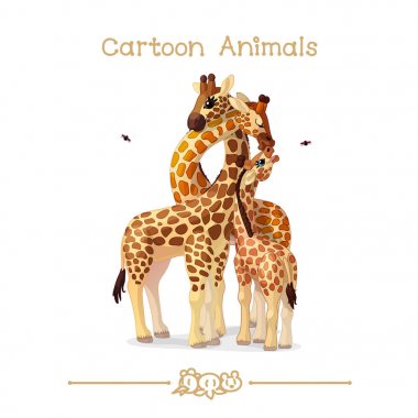  Toons series cartoon animals: giraffes family portrait parents & baby clipart