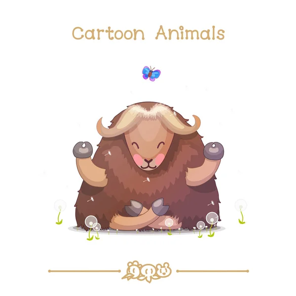 Animales de dibujos animados de la serie Toons: yak tibetano — Archivo Imágenes Vectoriales