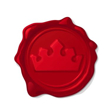  Red wax seal isolated on transparent background. Convex crown clipart