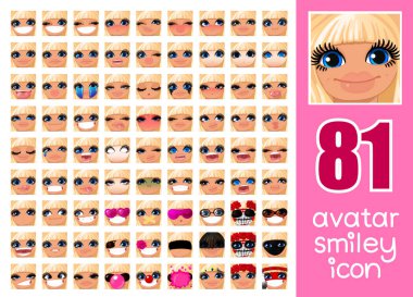 Set-81 vektör. Kadın avatar koleksiyon 3