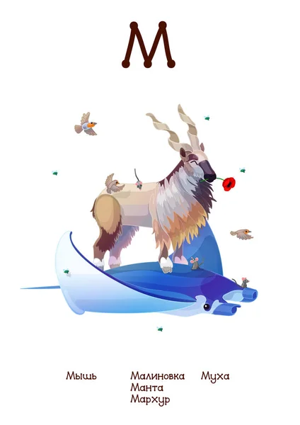 Alphabet russe série d'animaux amusants lettre 14 (tous 33 ) — Image vectorielle