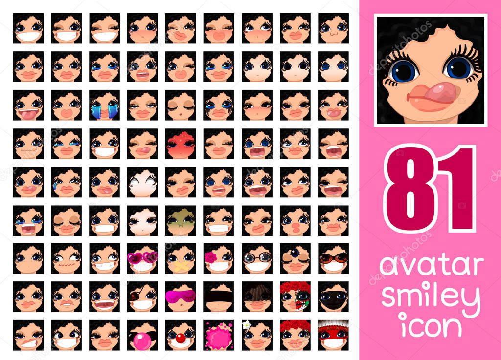 vector SET-81.  Female avatar collection 15