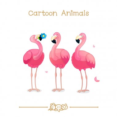  Toons serisi karikatür hayvanlar: pembe flamingolar