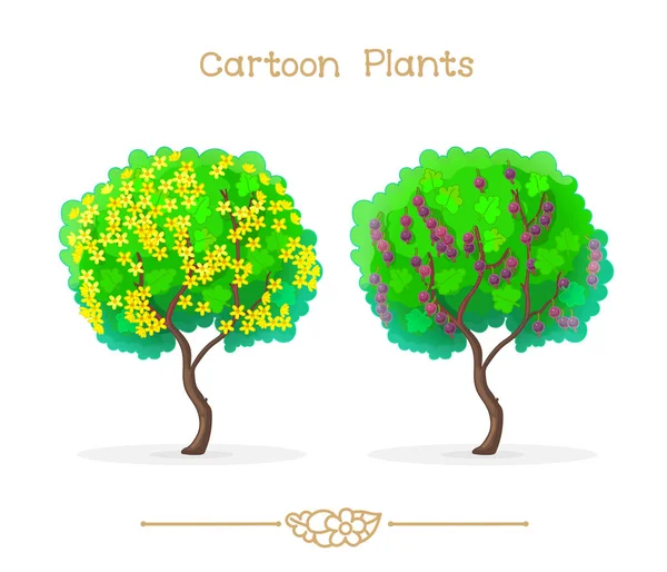 Plantae series cartoon plants: jostaberry busch — Stockvektor