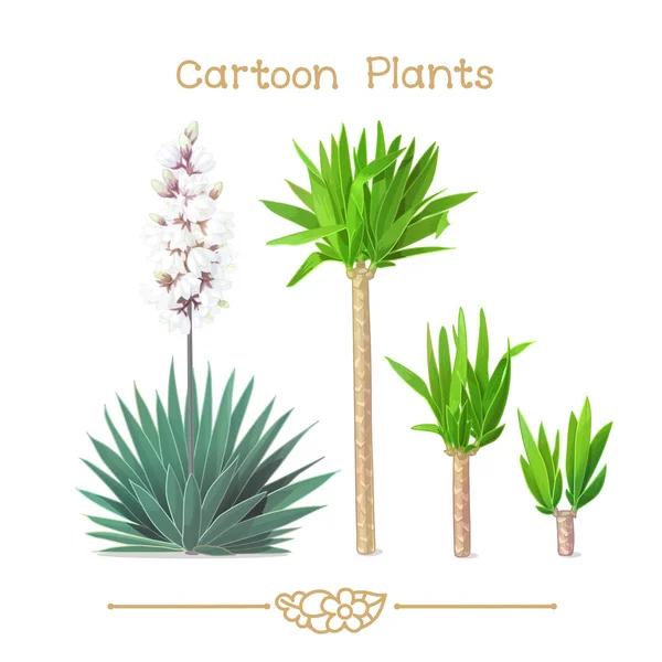 Plantae serie tecknad växter: blommande yucca — Stock vektor
