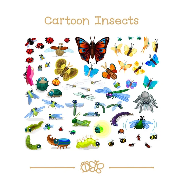 Cartoon animals collection toons: insects SET 1 — Stock Vector