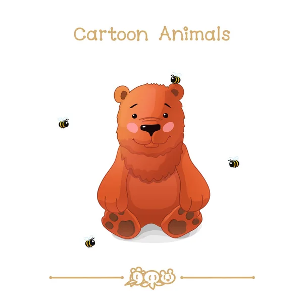 만화 시리즈 만화 동물: 곰과 꿀벌 — 스톡 벡터