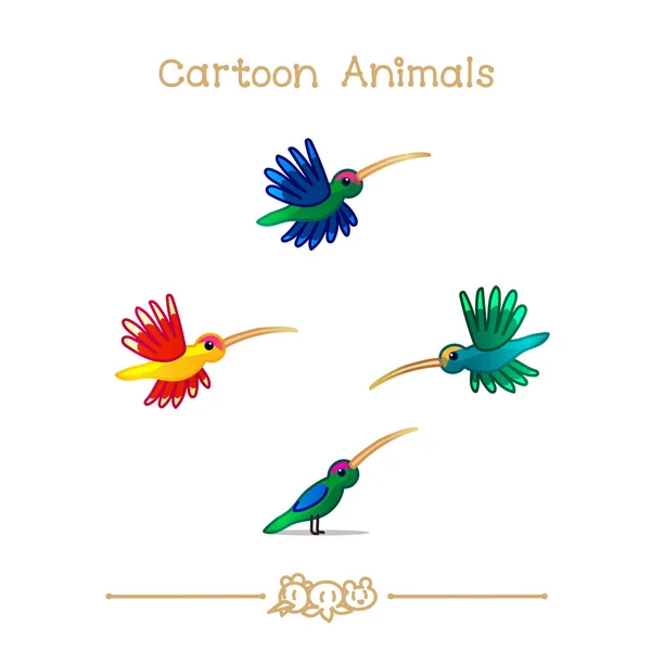 Animales de dibujos animados serie Toons: colibris — Vector de stock