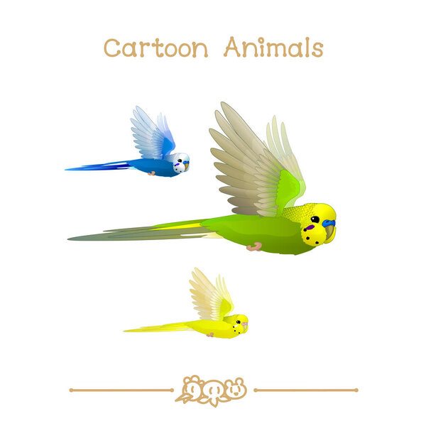  Toons series cartoon animals: flying budgerigar