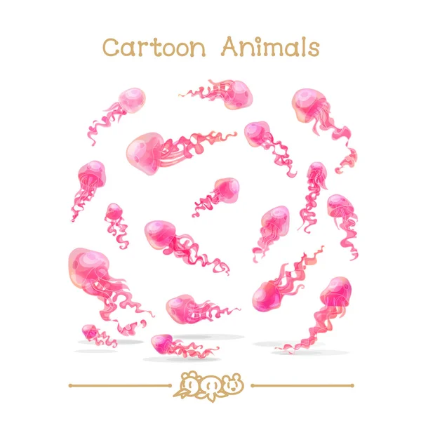 Animales de dibujos animados serie Toons: conjunto de medusas — Vector de stock
