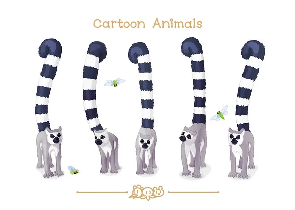 Toons série desenhos animados animais: lêmures engraçados —  Vetores de Stock