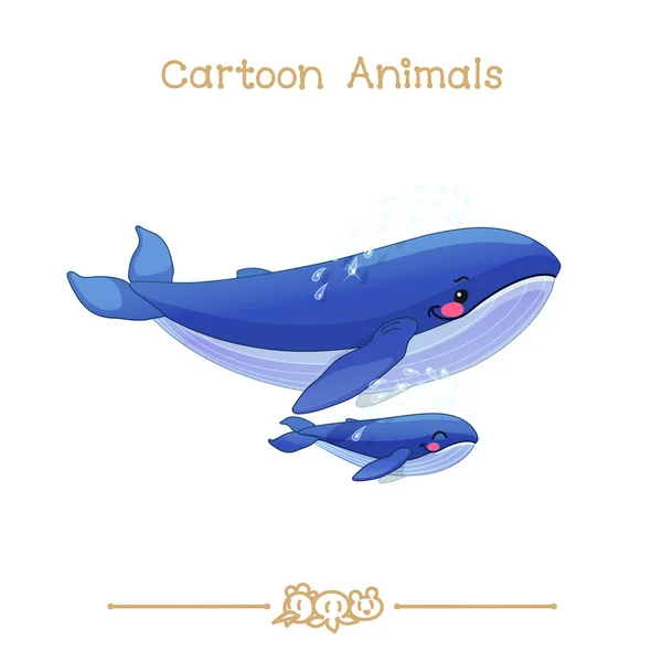 Dessins animés série Toons : famille des baleines — Image vectorielle