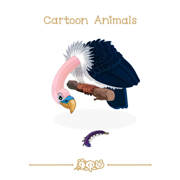 Toons serie animali dei cartoni animati: predatore uccello avvoltoio — Vettoriale Stock