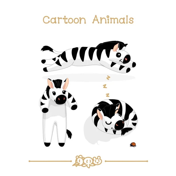 Serie di cartoni animati animali: zebre africane — Vettoriale Stock
