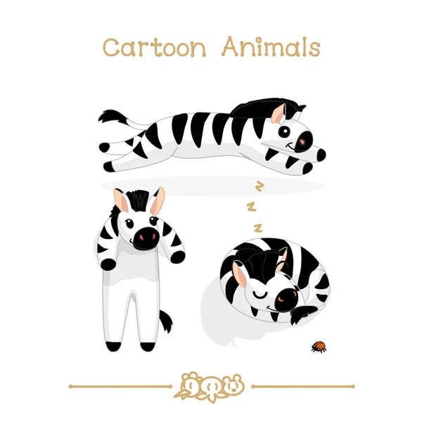 Toons série desenhos animados animais: zebras africanas —  Vetores de Stock