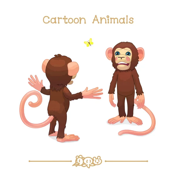 Toons serie animali dei cartoni animati: scimmie — Vettoriale Stock