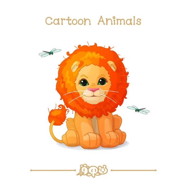 Toons serie tecknad djur: Söt lilla lejon — Stock vektor