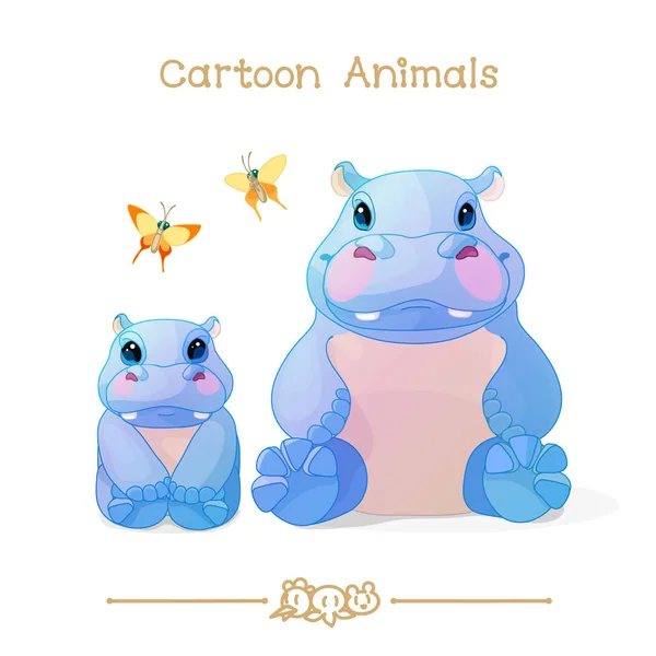 Série de toons animaux de dessin animé : famille hippopotames — Image vectorielle