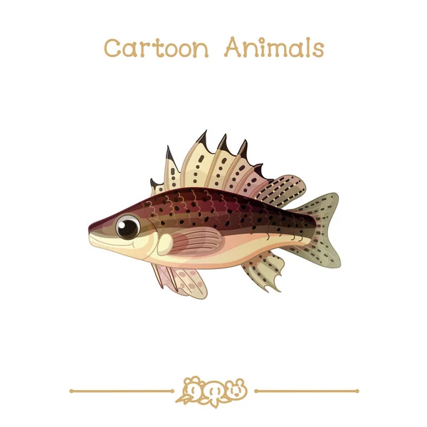 Toons serie tecknad djur: ruff fisk — Stock vektor