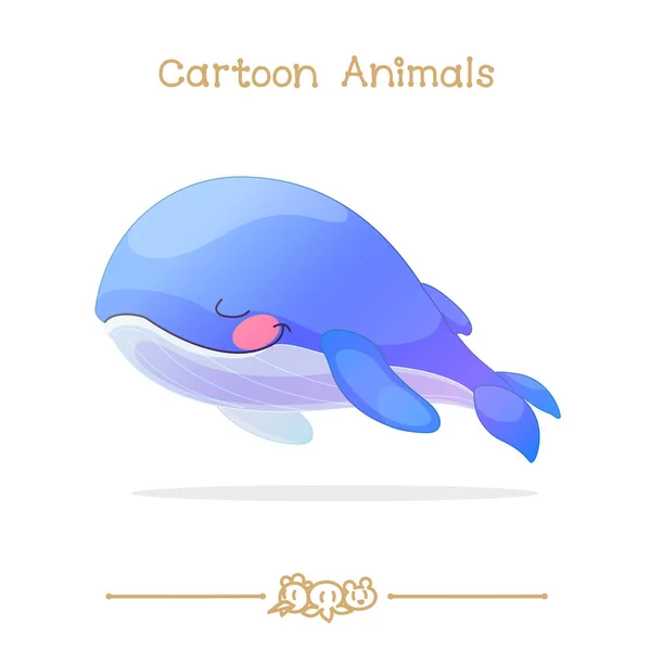 Toons sorozat karikatúra állatok: alvó kék bálna — Stock Vector