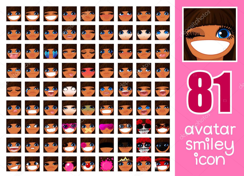 vector SET-81.  Female avatar collection 35