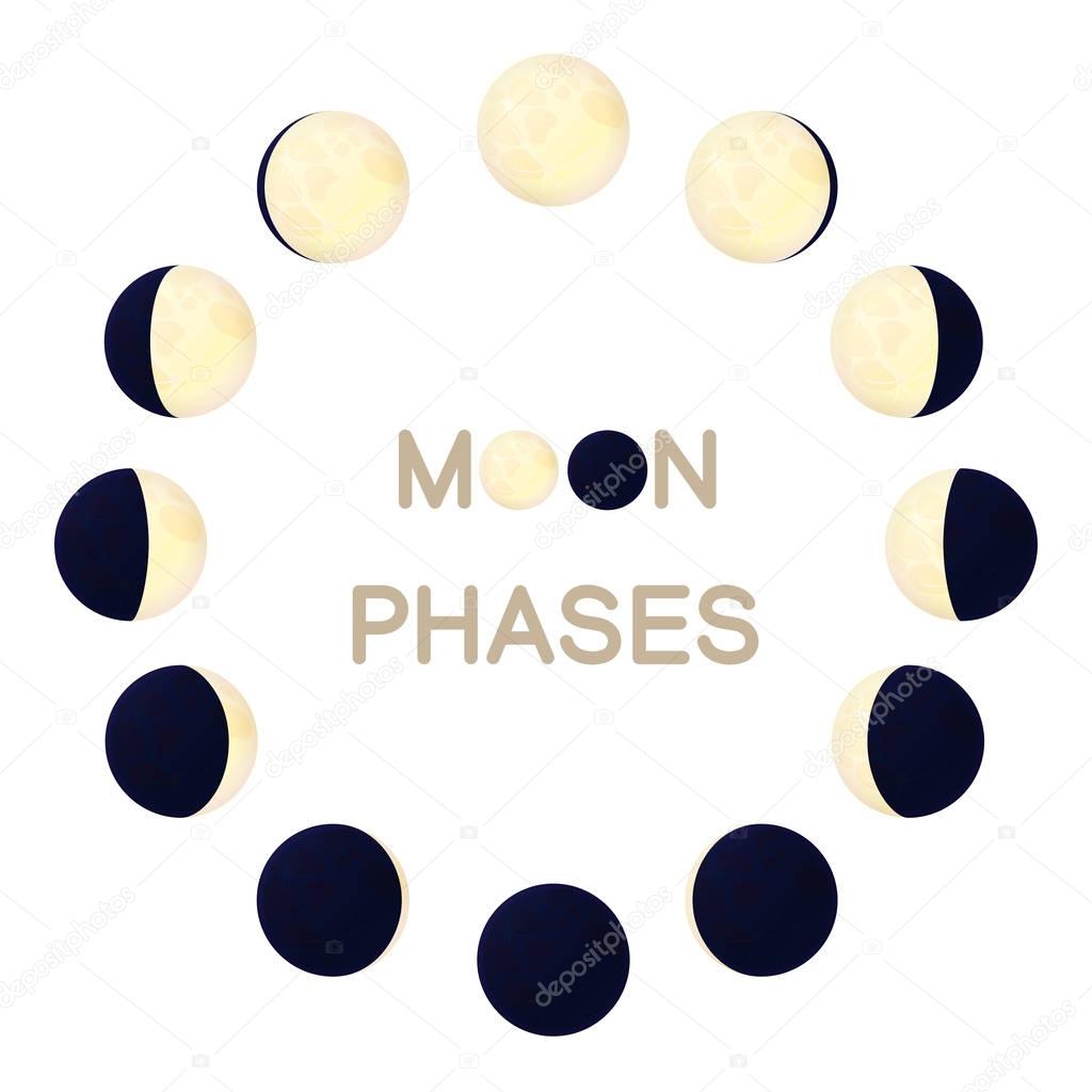  Square moon phases on transparent background.