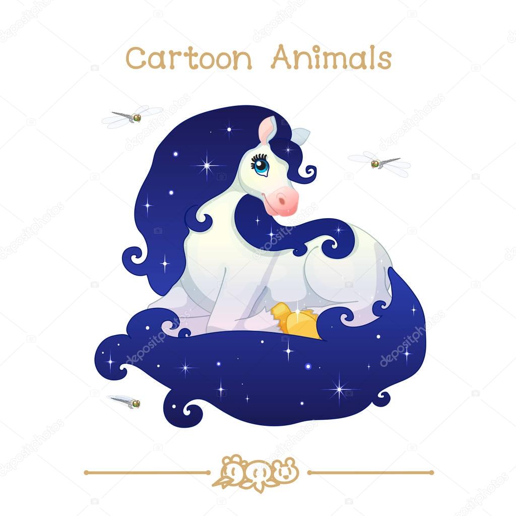  Toons series cartoon animals: white starry mare