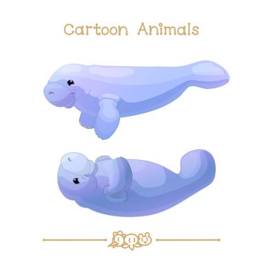  Toons series cartoon animals: Couple of manatees clipart