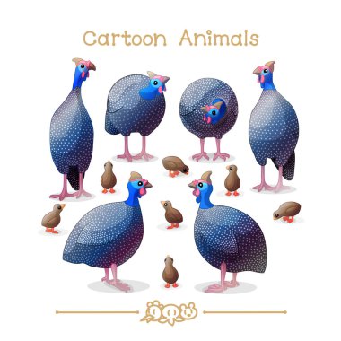  Toons serisi karikatür hayvanlar: guineafowls