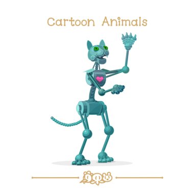  Toons series cartoon animals: Robot cat clipart