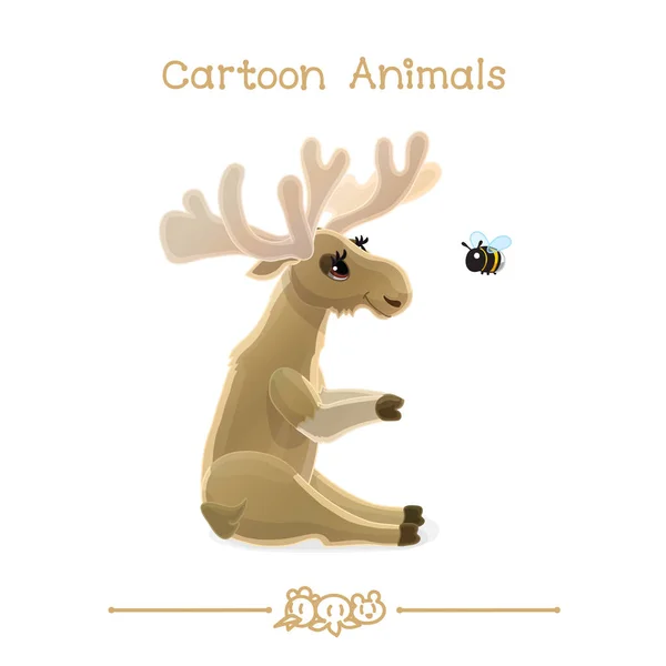 Animales de dibujos animados de la serie Toons: alce y abejorro — Vector de stock