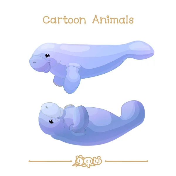 Animales de dibujos animados de la serie Toons: Pareja de manatíes — Vector de stock