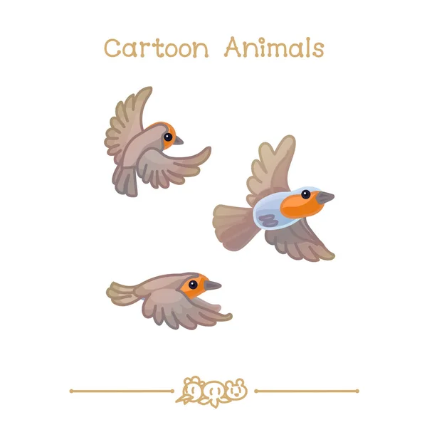 Toons serie animali dei cartoni animati: uccello pettirosso — Vettoriale Stock