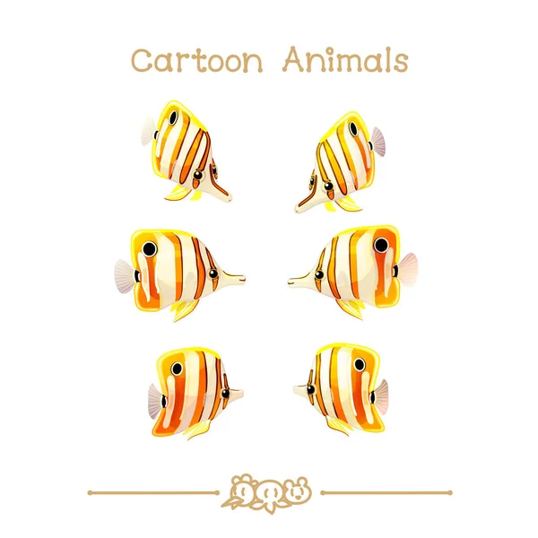 Animales de dibujos animados de la serie Toons: Chelmon rostratus fish — Vector de stock