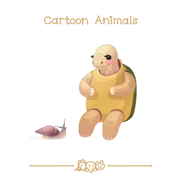 Animales de dibujos animados de la serie Toons: tortuga y caracol — Vector de stock