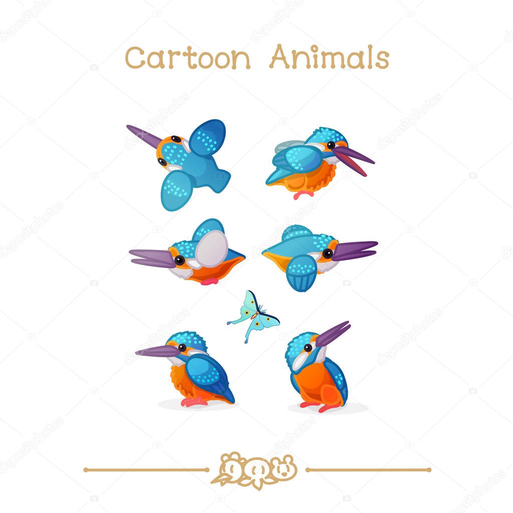  Toons series cartoon animals: kingfisher & butterfly