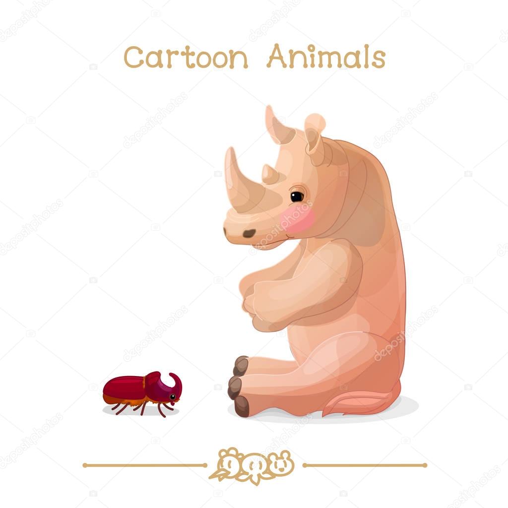  Toons series cartoon animals: Rhino / rhinoceros & rhinoceros beetle