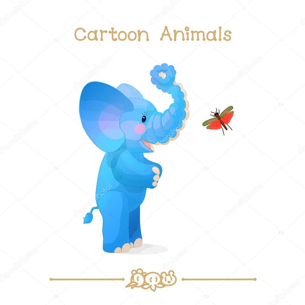  Toons series cartoon animals: african elephant & grasshopper