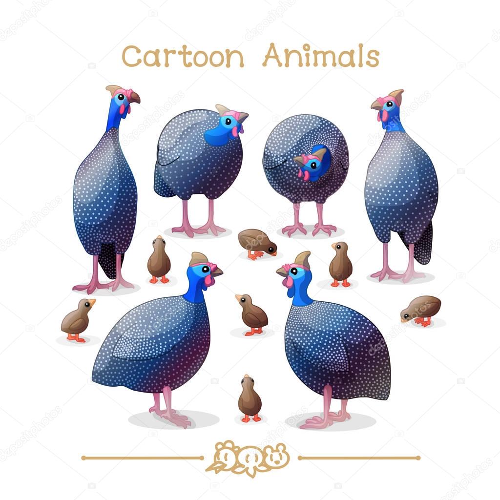  Toons series cartoon animals: guineafowls