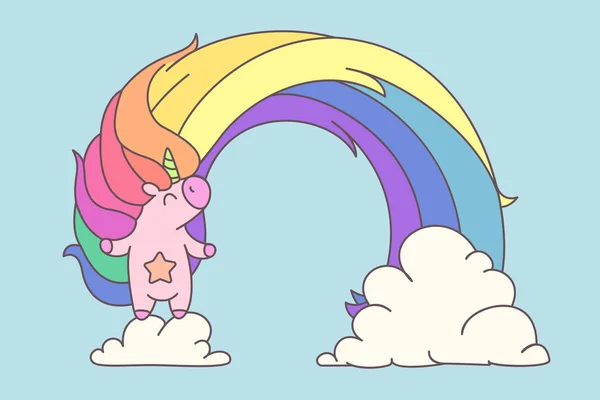 Colorido pastel chica cartel lindo arco iris unicornio 02 — Archivo Imágenes Vectoriales