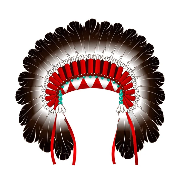 Hint savaş bonnet vektör. Kahverengi kırmızı beyaz taç diadem baş çelenk halo dekorasyon kafa bandı. 