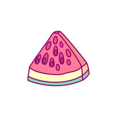 Vektör el çizimi tatlı meyve tokası sanatı. karpuz