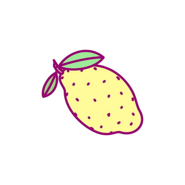 Vettore Mano Disegnato Carino Frutta Clip Art Limone — Vettoriale Stock