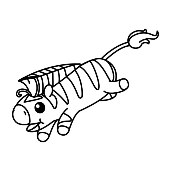 Vector Cute Baby Zebra Kids Coloring Book Page — Stock Vector