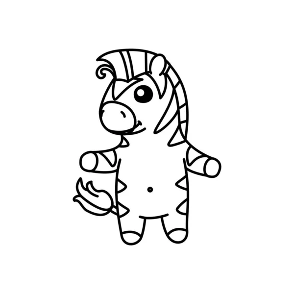 Vetor Bonito Bebê Zebra Crianças Colorir Página Livro — Vetor de Stock
