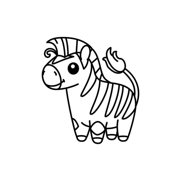 Vektor Söt Baby Zebra Barn Målarbok Sida — Stock vektor