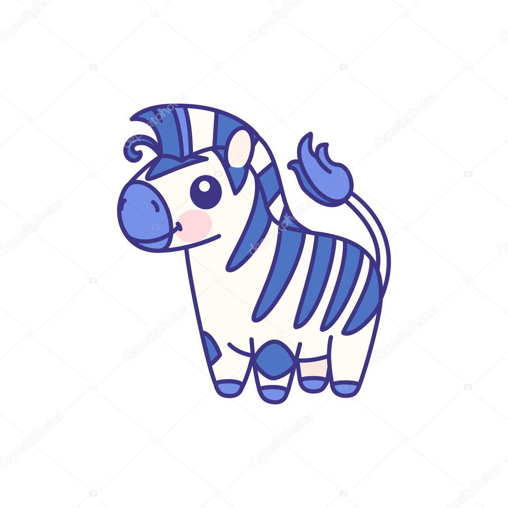 vector flat striped baby zebra. cute animal