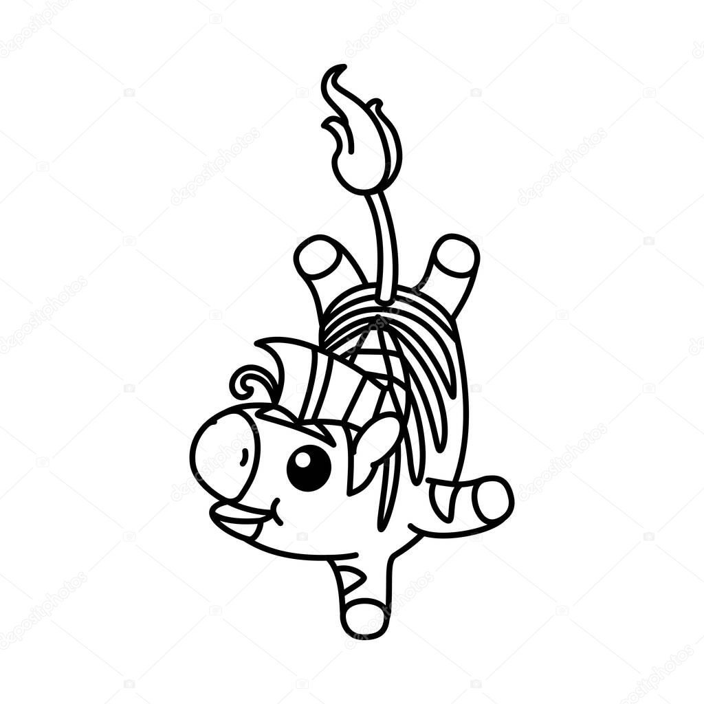 vector cute baby zebra kids coloring book page